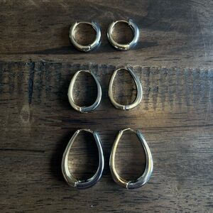 Gold/Silver Reversible Hoop Earrings Bundle